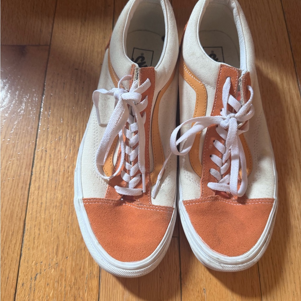 Men’s Vans Canvas Low-Top Sneakers in Orange and Cream
